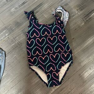 Carters 4t one piece swim suit for girls. Navy blue with hearts